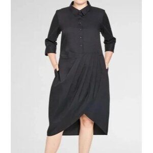 Universal Standard Danielle Shirt Dress Tulip Hem Black Sz M (18-20)